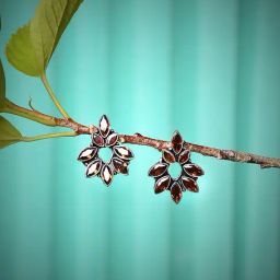 Imli Street Orange Silver Tone Stone-Studded Handcrafted Stud Earrings-22