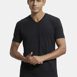 Jockey Men Black Solid V-Neck Lounge T-shirt 2726-0105-image-67