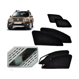 Auto Pearl Car Zipper Magnetic Sun Shades (Set of 6 Pcs) with Free Car Air Freshener for Duster-18