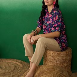 Sangria Floral Printed Shirt Style Top-picture-22