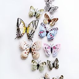INDIAN ROYALS 12Pcs Black & Blue Printed Waterproof 3D Butterfly Wall Stickers-22
