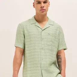 THE BEAR HOUSE Relaxed Fit Chevron Textured Short Sleeves Shirt-picture-23