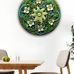 OLIVE TREE Green & Beige Floral Textured Wooden Wall Hangings-image-32