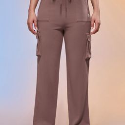 Technosport Women Self Designed Straight Fit Mid-Rise Cargo Track Pant-29