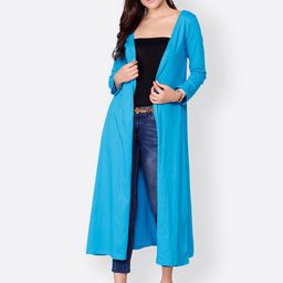 SCORPIUS Blue Solid Open Front Longline Shrug image 3