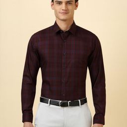 Allen Solly Men Slim Fit Tartan Checked Spread Collar Pure Cotton Formal Shirt-picture-36