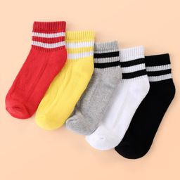Pine Kids Cotton Ankle Length Socks With Silvadur Antimicrobial Finish Stripes Design Pack Of 5 (Color May Vary)-image-34