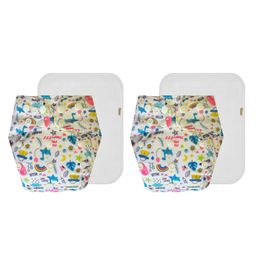 Dumbledo Cloth Diaper Reusable Adjustable Free Size Leak Proof Eco-Friendly Quick Dry Without Insert Pack of 2 - White-18