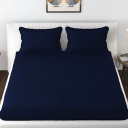 JARS Collections Plain Solid  Double Bedsheet With Two Pillow Covers Made With Pure Microfiber Bedsheet- Blue-8