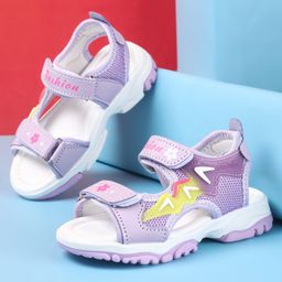 Cute Walk by Babyhug Sandal with Velcro Closure Text Print -Purple-image-61