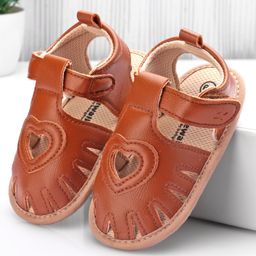 Cute Walk by Babyhug Booties with  Velcro Closure & Heart Design  -  Brown-image-55