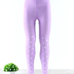 Cute Walk by Babyhug Antibacterial Footie Tights with Star Design - Lavender-image-87