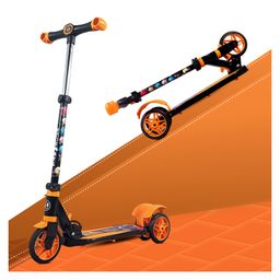 Kidsmate Razor Kick Scooter for Kids | Wide Board & 4 Adjustable Height Levels | Foldable Design with Rear Brakes & PVC Wheels | Ideal for Children Aged 3+ | Black/Orange-picture-27