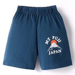 Tango Single Jersey Knit Knee Length Shorts With Mount Fuji Print - Royal Blue-image-87