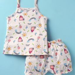 CUCUMBER Sinker Knit Sleeveless Sun Printed Innerwear Set - Cream-picture-22