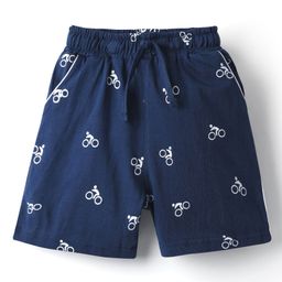 Evimo Single Jersey Knit Knee Length Shorts With Cycle Print - Navy Blue-image-68