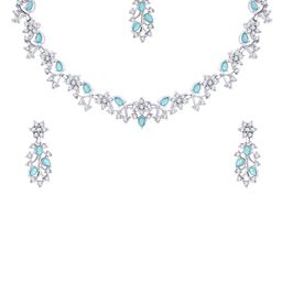 Atasi International Silver-Plated Crystals & American Diamond Studded Jewellery Set-image-102