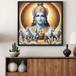 999Store Brown & Blue Sun God Canvas Painting Wall Art-image-28