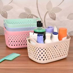 eha Pink & Cream Colored 4 Pieces Water Resistant Baskets-17