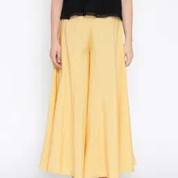 AURELIA Women Yellow Solid Flared Palazzos-image-85