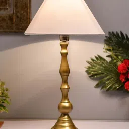 Homesake Golden Teardrop Brushed Lamp with White Cone Shade (Bulb Included) - Set of 1-1