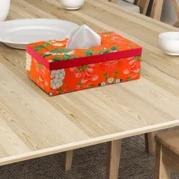SEJ by Nisha Gupta Orange Wooden Tissue Paper Box Holder - Set of 1-image-59