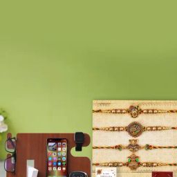 eCraftIndia Assorted Multicolor Rakhi with Holder-image-63