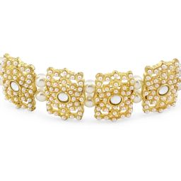 Zaveri Pearls Gold Tone Kundan & Pearls Studded Rectangular Ethnic Head Chain-ZPFK13106 image 5