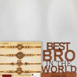 eCraftIndia Assorted Multicolor Rakhi with Bro Showpiece-image-65