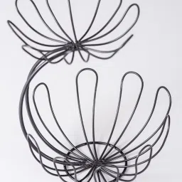 Nestroots Solid Black Iron 2 Tier Round Net Fruit Baskets image 3