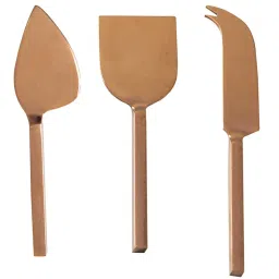 Nestroots Gold Cheese Knives Pizza/Pie Cutting & Serving Thin Knife, Chisel Knife, Serving Fork image 2