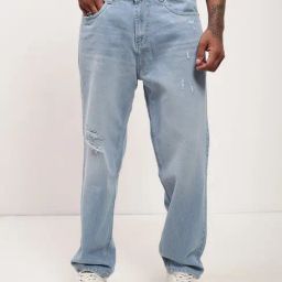 Showoff Blue Flare Fit Distressed Jeans-image-17