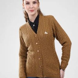 Monte Carlo Mustard Blend Wool Woven Design Cardigan-image-66