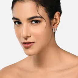 Zaveri Pearls Rose Gold Cubic Zirconia Hollow Circular Stud Earrings - ZPFK10688 image 5