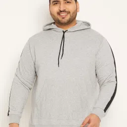 Bigbanana Men Plus Size Grey Solid Regular Fit Sweatshirt image 1