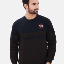 Force NXT Brown Cotton Regular fit Colorblock Sweatshirt-22
