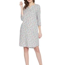 Hypernation Grey Printed Night Dress-image-29