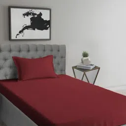 Pizuna Red 400TC Cotton Flat Bed Sheet with 2 Pillow Covers-picture-25