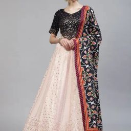 SHUBHKALA Pink Embellished Lehenga and Choli Set With Dupatta-picture-0