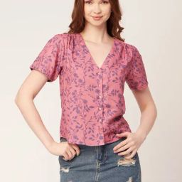 Moomaya Pink Rayon Floral Print Shirt-picture-31