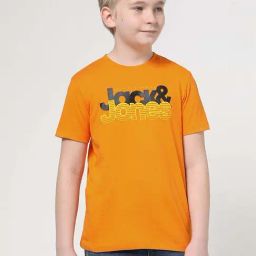 Jack & Jones Junior Orange Cotton Printed T-Shirt-image-19