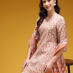 HERE&NOW Paisley Printed Regular Cotton Kurta with Trousers & With Dupatta-picture-13