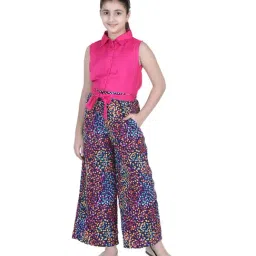 StyleStone Kids Multicolor Printed Jumpsuit with Belt-image-50