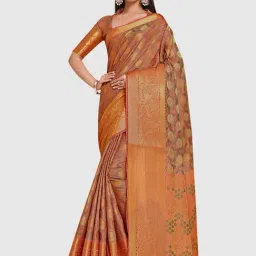 Mimosa Orange Silk Woven Saree With Unstitched Blouse-picture-10