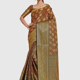 Mimosa Rust Silk Woven Saree With Unstitched Blouse-picture-17