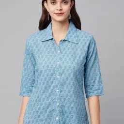 Divena Sky Blue Cotton Printed Shirt-picture-15