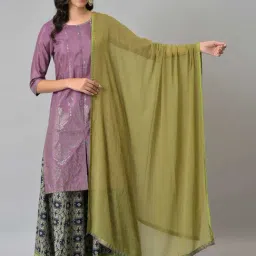 W Olive Green Plain Dupatta-picture-26