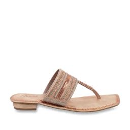 Cheemo Women's Rose Gold T-Strap Sandals-image-79