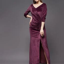 Miss Chase Wine Velvet Maxi Gown-image-36