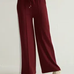 Cover Story Maroon & White Polyester Color-Block Track Pants-image-15